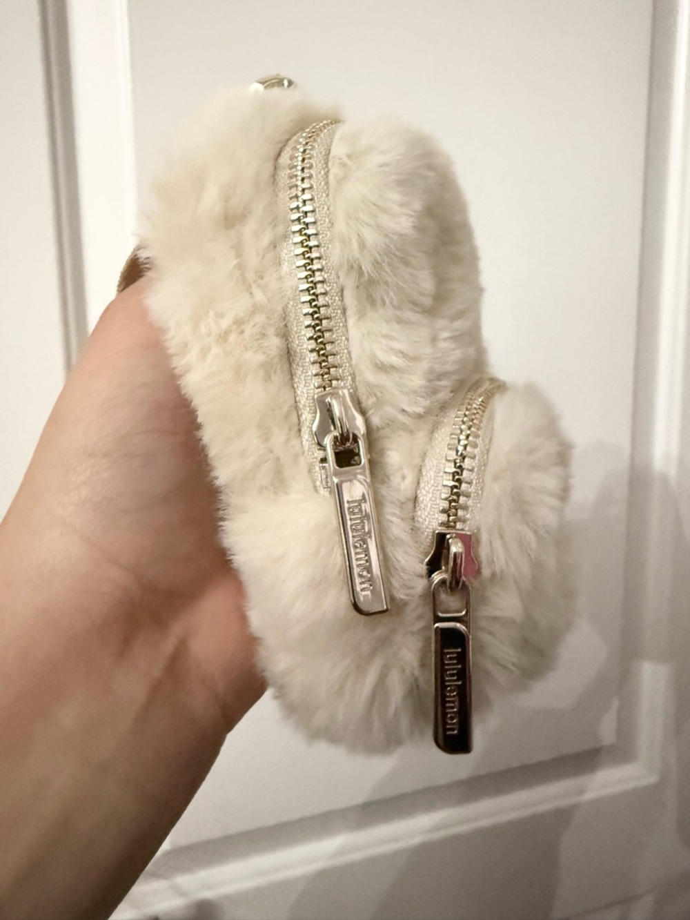 lululemon athletica Cream Faux Fur Mini Backpack Key Pouch - Picture 2 of 6